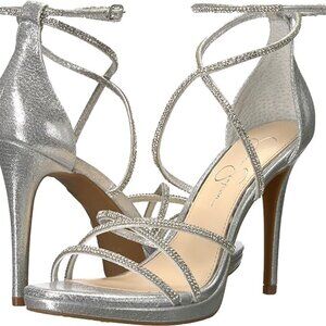Jessica Simpson Silver rhinestone heels, sz 6.5